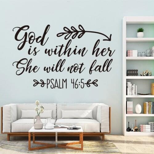 God is in her, she will not fall Psalm 46: 5-Bible verses vinyl stickers wall stickers childrens room decoration paintingSP-150
