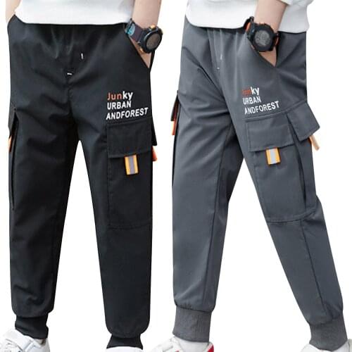 Kids Pants Boys Casual Long Pants Letters Kids Clothes Teenage Boys Cargo Pants Cotton Sports Trousers Children Clothing 5-14Y