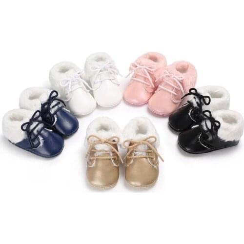 Baby artificial PU winter boots newborn men and women baby warm boots plus velvet super warm shoes