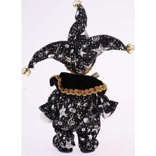 Porcelain Clown Doll Sweet Triangel Figures Model Festival Gift Home Office Desk Display Decoration, Classic Black