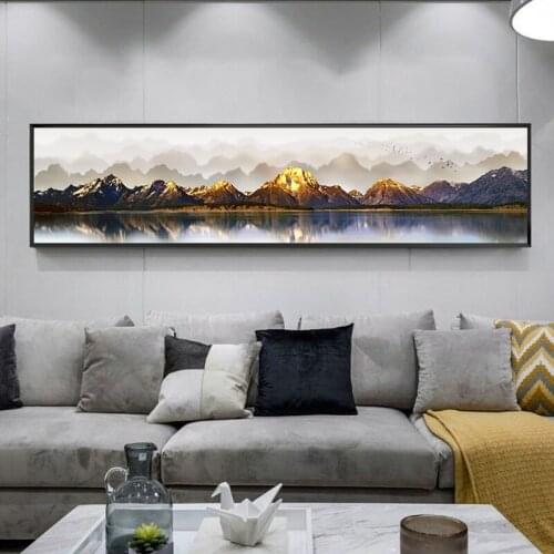 Golden Mountain Seascape Canvas Paintings Posters And Prints Wall Art Pictures F Living Room Bedside Home Decor No Frame