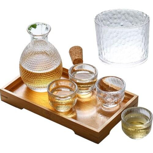 Classic Glass Hip Flask Set Handmade Japanese Style Household Sake Pot Light Luxury Flasque Alcool Table Supplies EJ50HF