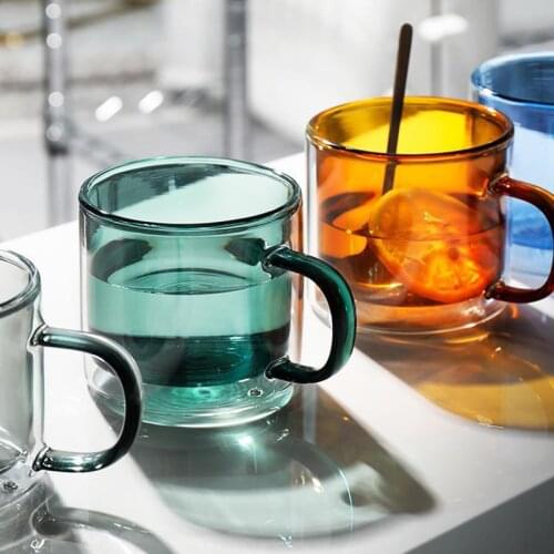 Double Bottom Colored Glass Mugs Whiskey Vodka Cup Coffee Juice Water Cups Wine Glasses Creative Mug