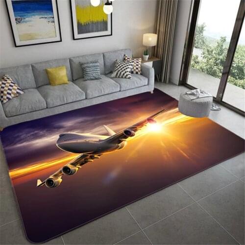 Fashion Airplane 3D Carpet For Home Living Room Soft Flannel Carpet Kids Room Rug Entrance Doormat Boys Bedroom Rug Children