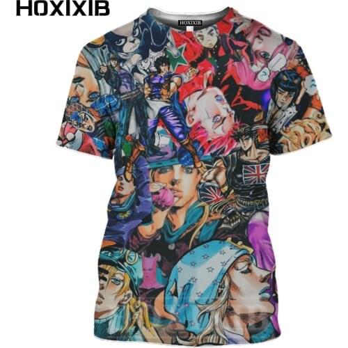 HOXIXIB Women Tshirt Men Hot Sale Comics 3D Printing The Film JoJo Bizarre Adventure T Shirt Sexy Stand Giorno Giovanna Pullover