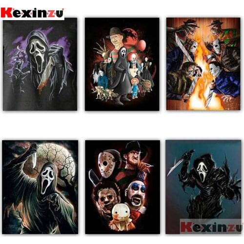 5D Cartoon Diamond Painting Horror Hero Scream Diamond Mosaic Embroidery Art Diamond Painting Kit Full Drill Cross Stitch