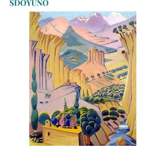 SDOYUNO 60x75cm Paint By Numbers Kits On Canvas Landscape DIY Frameless Oil Painting By Numbers Scenery Digital Hand Painting