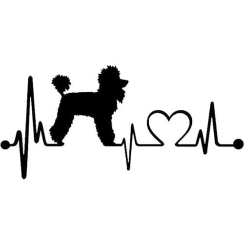 DecalsMe Car Sticker 3D 19*8.9CM Poodle Heartbeat Dog Sticker Cartoon Vinyl Funny Stickers Decals Vinyl
