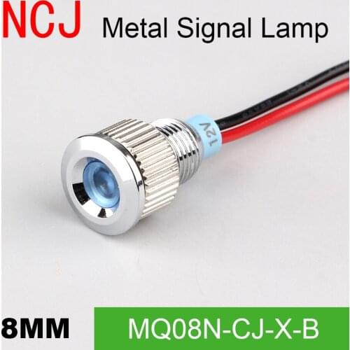 NCJ 8mm Metal LED Signal lamp Indicator pilot Warning light Signalization boat car panel dashboard 3V 6V 12V 24V 110V 220V