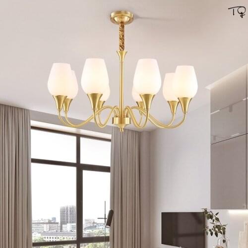 Nordic Design Copper Gold Lustre Chandelier Lights LED Living Room Modern Bedroom Dining Living RoomArt Decor Home Lamp Hanging