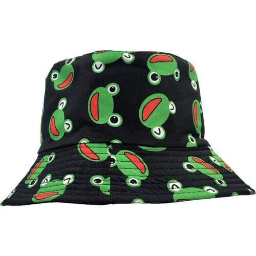 New Cartoon Frog Bucket Hat Panama Fishing Cap Cute Froggy Hat Homme Femme Bob Chapeau Outdoor Sun Fisherman Hat