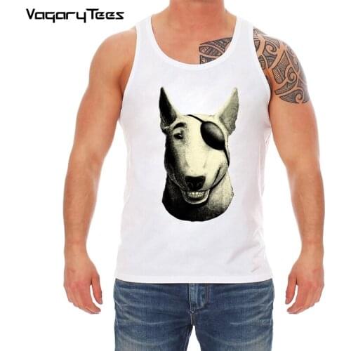 New Adorable Print Tank Top Punk Vest Men Boston Smiling Bull Terrier Printed Mens Tank Funny Newest design Men Sleeveless Shirt