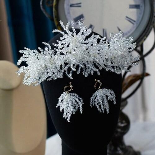 Hand-beaded Crystal Hair Hoop Crown Hair Accessories Japanese and Korean Wedding Bride Accessories Rhinestone Headband