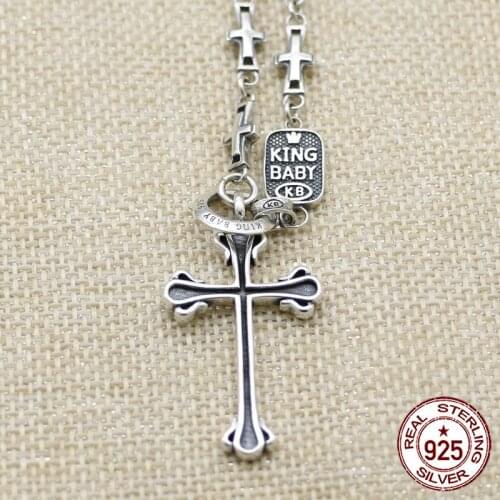 100% S925 sterling silver necklace personality fashion classic punk jewelry cross letter style to send a gift of love 2018 hot