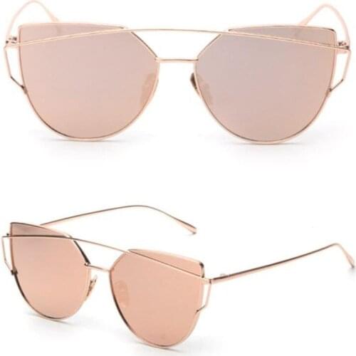 Party Gift Fashion Twin-Beams Classic Women Metal Frame Mirror Sunglasses Cat Eye Glasses free shipping #20615