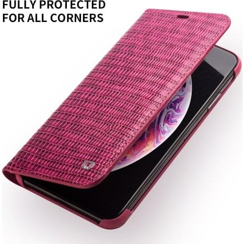 QIALINO Luxury Lady Ultrathin Phone Case for iPhone X/XS/XR Genuine Leather Fashion Women Bag Flip Cover for iPhone XS Max 6.5