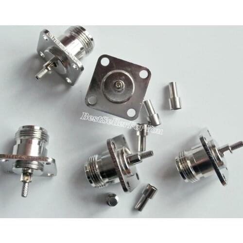 5X N Female Jack 4-hole 25mm Flange Crimp RG174 RG316 LMR100 Cable RF Connector