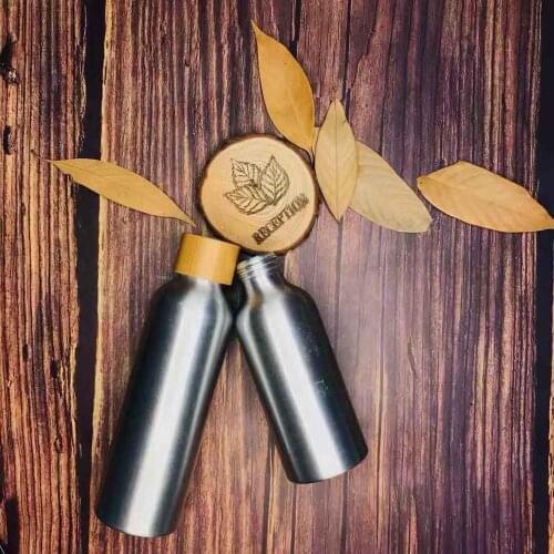 Fine Mist Pump Atomizer Cosmetic jars Empty Aluminum Bottles With bamboo Screw Lid Caps 30ML100ML 120ML 150ML 250ML Container