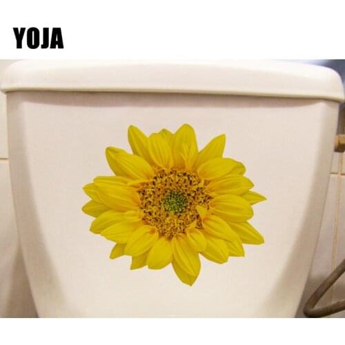 YOJA 21X18.5CM Yellow Daisy Toilet Seat Stickers Home Room Decor Fresh Plant Wall Decal T1-1859