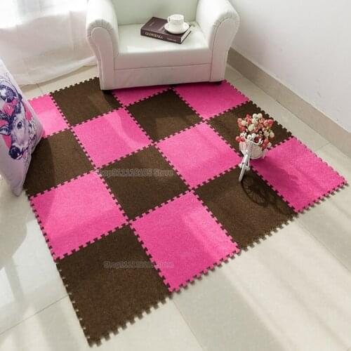 Stitching Suede Net Red Carpet Puzzle Foam Floor Mat Bedroom Full Floor Mat