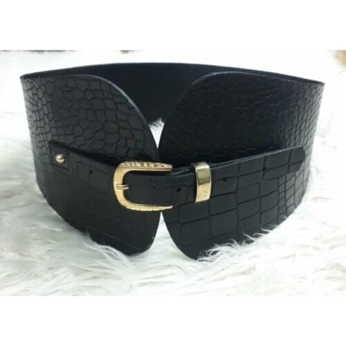 BellaVino Kadın Siyah Kalın Kemer