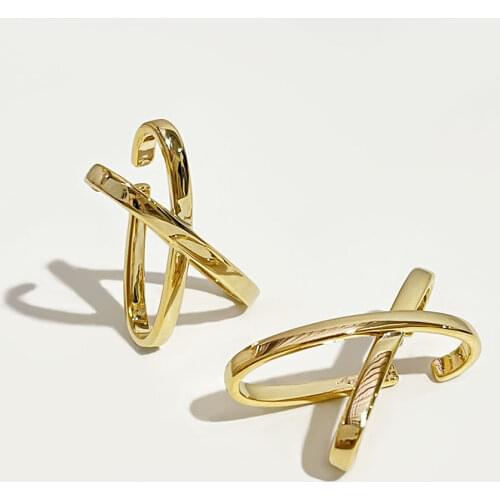PerisBox Gold Silver Color X Shape Crossed Clip Earring without Piercing Shiny Geometric Earrings for Women Minimalist Ear Cuff