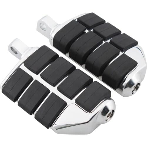 1 Pair Chrome Mount Rubber Motorcycle Front&Rear Footrest Foots Pegs Pedals For Harley Softail Dyna Sportster XL