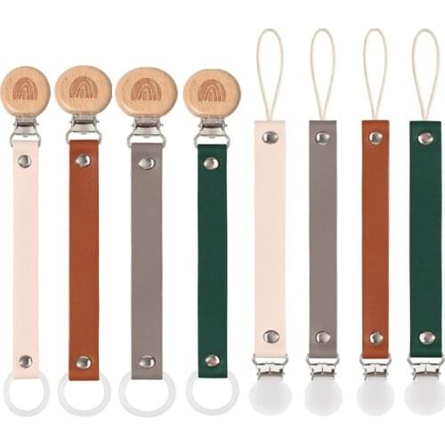 1 Pc Baby Pacifier Chain Clips Genuine Leather Soother Nipple Holder Nursing Teether Dummy Clip Teething Toy Leash Strap