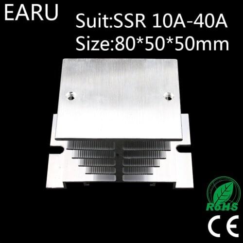1 pcs New Aluminum Fins Single Phase Solid State Relay SSR 10A to 40A Aluminum Heat Sink Dissipation Radiator Newest Rail Mount