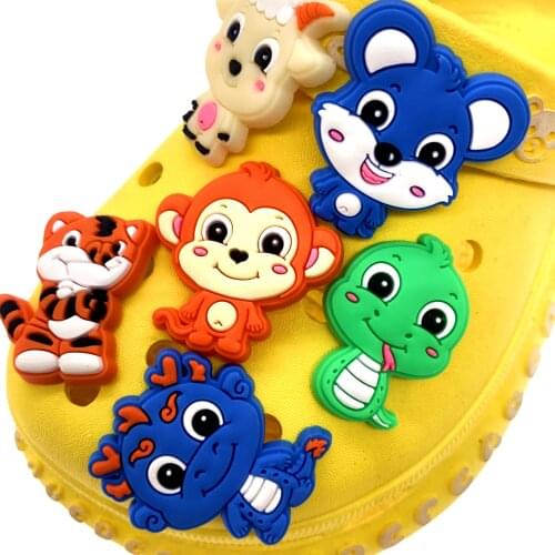 10PCS/Mix Cartoon Animal Hot Selling Shoe Charms Kids Gifts Mouse Rabbit Wristband Accessories Fit Croc JIBZ Decoration Buckles