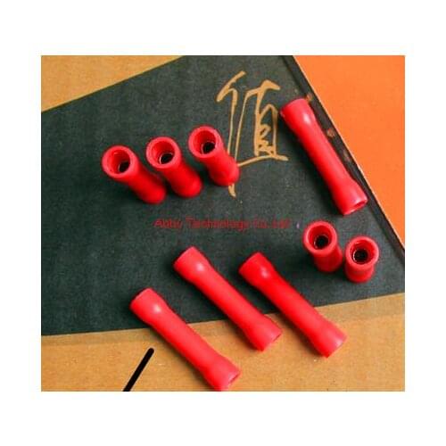100pcs/lot Red Insulated Straight Butt Connector Electrical Crimp Terminals for Cable