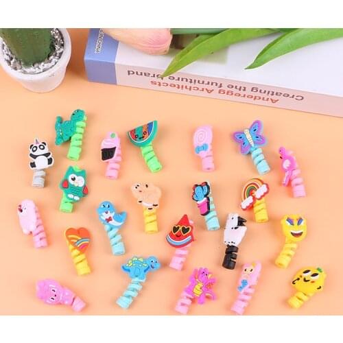 100pcs/lot New Cartoon USB Cable Protector Colorful USB Charger Cable Cover For iPhone x 8 7 6s 6 5 5s Sleeve Cable Protection