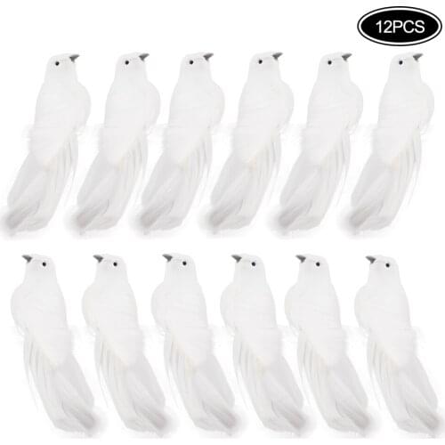 12 Pcs Artificial Birds Clip On Feather Birds Christmas Wedding Artificial Birds Tree Craft Ornaments