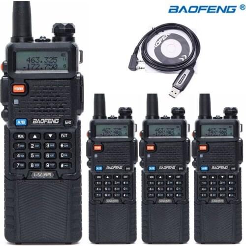 4Pcs Baofeng UV-5R 3800mAh Walkie Talkie 5W VHF UHF Dual Band Radio Two Way Radio Portable CB Ham Radio UV5R+Cable