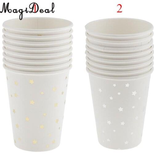 8/set Glitter Star Paper Cups Birthday Party Disposable Tableware Gold / Silver