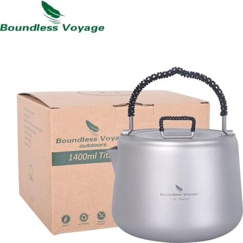 Boundless Voyage 1.4L Titanium Kettle with Filter Camping Water Coffee Tea Pot Anti-scalding Handle Lid for Induction Cooker