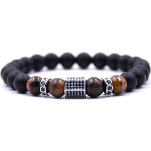 Natural Black Stone Bracelet Beads Bracelets For Women Men Jewelry Pulseras