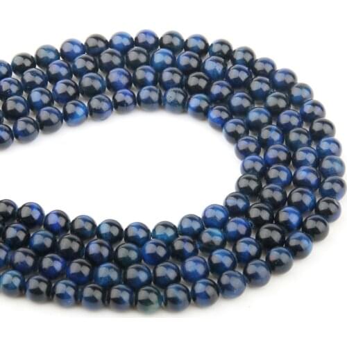 Natural Stone Beads Blue Tiger Eye Round Loose Beads 4/6/8/10/12MM For Jewelry Making Bracelet DIY Necklace Accessories