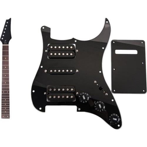 Black Wired Plate Pickguard Humbuckers for Hsh Guitar & 24 Frets New Replacement Maple Neck Rosewood Fretboard Fingerboard for E