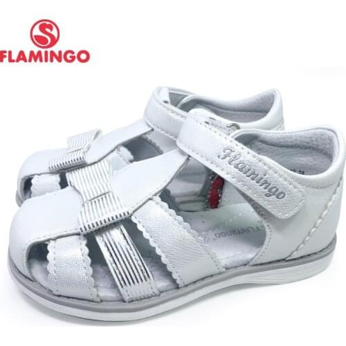 FLAMINGO Kids Sandals For Girls Hook& Loop Flat Arched Design Chlid Casual Princess Shoes Size 26-31 For Girls 211S-Z6-2342/2343