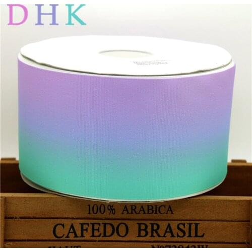 DHK 3'' 50yards Free shipping gradient colors printed grosgrain ribbon Accessory hairbow headwear DIY decoration 75mm S814