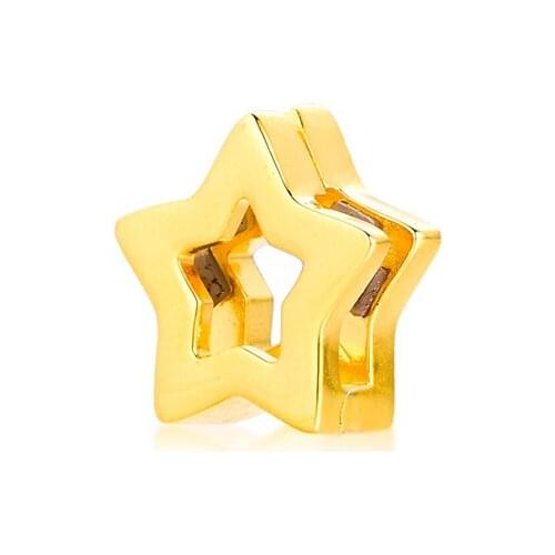 DIY Fits for Pandora Charms Bracelets Shining Star Clip Beads 100% 925 Sterling-Silver-Jewelry Free Shipping