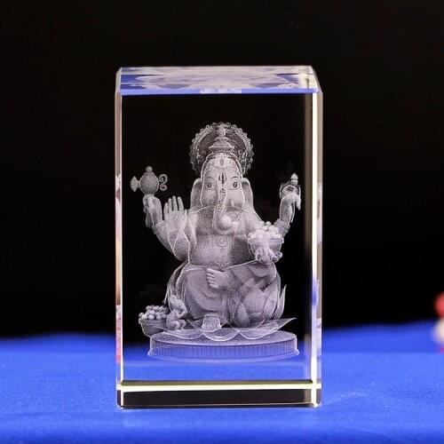 Efficacious HOME family Talisman- Japan India Thailand Money Drawing Ganesha Ganesa Macula GOD Figurine 3D Crystal statue