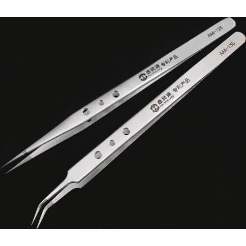 Electronics Industrial Tweezers ESD Curved Straight Tip Precision Stainless Steel Forceps SMD soldering Phone Repair Hand Tools