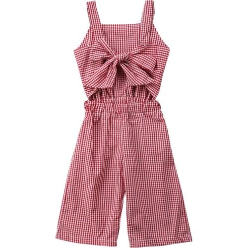 Newborn Kids Baby Girls Plaid Romper Trousers Jumpsuit Clothes Outfits Summer