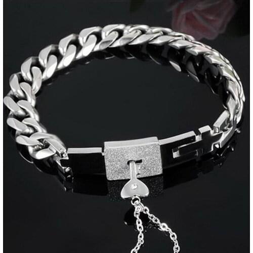 Concentric Lock Key Valentines Day 2020 Titanium Steel Couple Bracelet Set Fashion Jewelry Bracelet Necklace Couple Sets Hot
