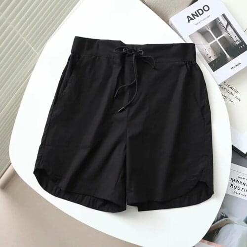 Dave&Di Enlgand Vintage Cargo Balck Summer Elastic Casual Harem Beach Short Feminino Bermuda Plus Size Women Short