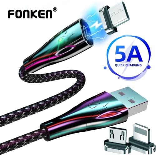 FONKEN Magnetic Charge Type C Cable Magnet Charger Cable Micro USB Cable Mobile Phone Charging Cord For Iphone Magentic Cable
