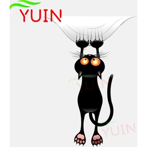 Fashion Car Sticker Black Cat Catches Down Cars Decal PVC Window Decoration Accessories Motorcycle Waterproof Decals 16*12cm