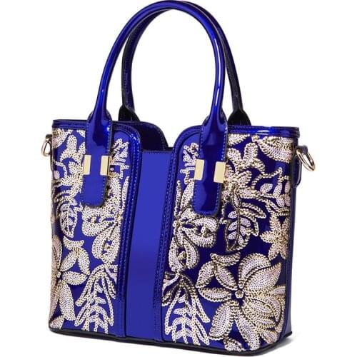 High Quality Fashion Purse Luxury Flower Women Messenger Bags Patent Leather Wedding Female Shoulder Crsoobody Handbag Lady Tote